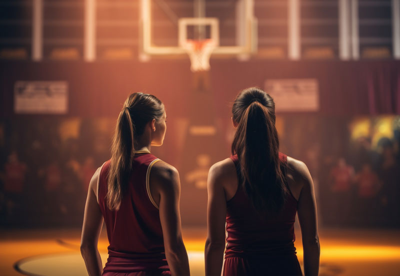 Girls Preparing Basketball Game